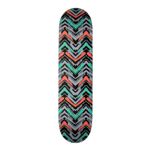 Skateboard Gris, Teal, et motif tiré par la main de corail de