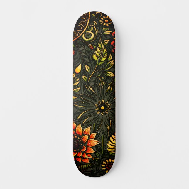 Skateboard Grunge de tournesol inspirée par l'art urbain Abst (Recto)