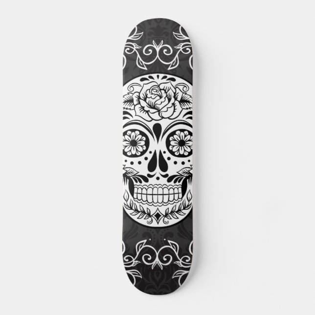Skateboard Grunge gothique blanche de sucre de noir décoratif (Recto)