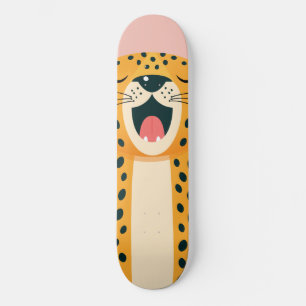 Skateboard Guépard de dessin animé bâillant Safari fantaisist