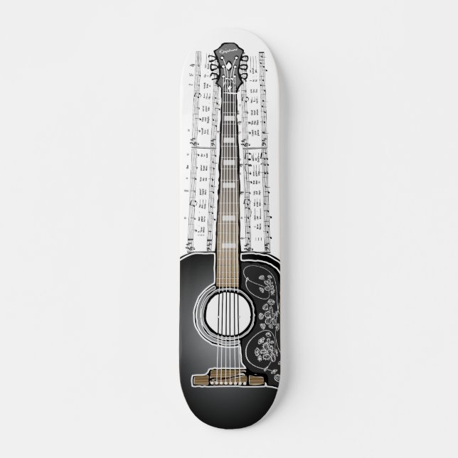 Skateboard Guitare vintage avec la musique de feuille - (Devant)