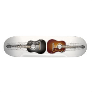 Skateboard Guitare vintage avec la musique de feuille -