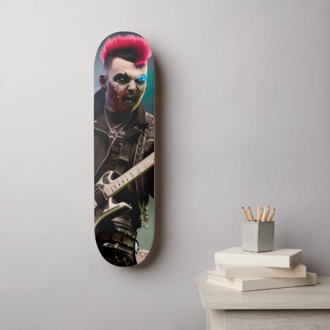 Skateboard Guitariste fou zombie (Art mural)