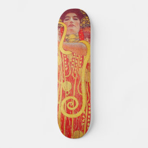 Skateboard Gustav Klimt Red Woman Gold Snake Peinture