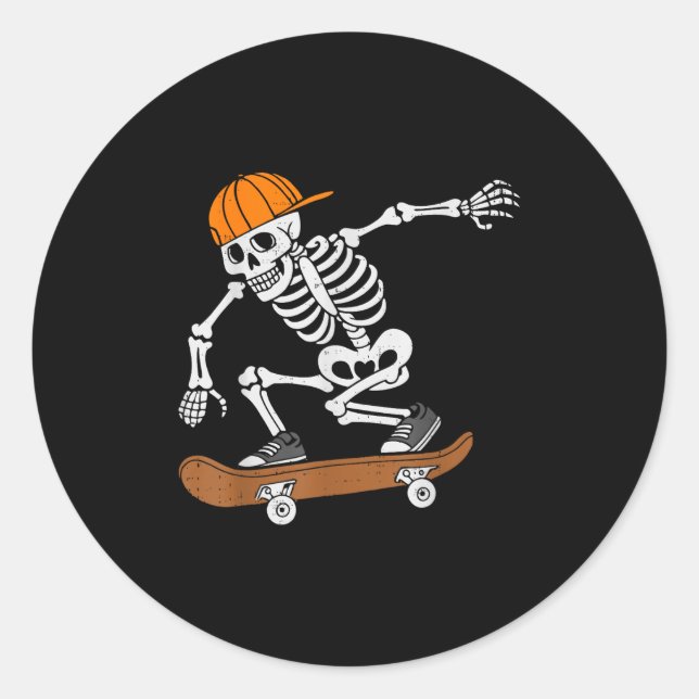 Skateboard Halloween Costume Skeleton Skateboardin Classic Round Sticker (Front)