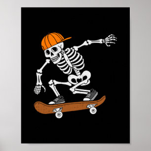 Skateboard Halloween Costume Skeleton Skateboardin Poster