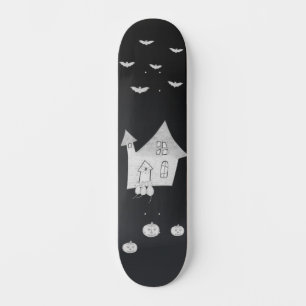 Skateboard Halloween la nuit avec Haunted House, chauves-sour