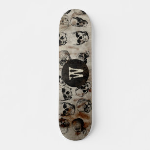 Skateboard Halloween Vintage Skuls déprimé Monogramme