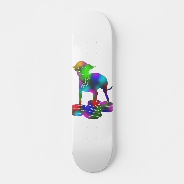 Skateboard Hamburger coloré du Chihuahua volant (Devant)