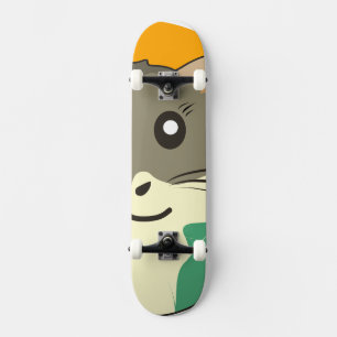 Skateboard Hamster de dessin animé avec un écharpe multicolor