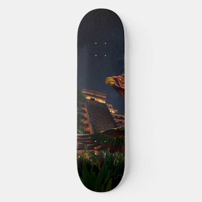 Skateboard Handcrafted Pheasant and the Teotihuacán Pyramid:  (Recto)