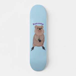 Skateboard Happy smiling cute quokka cartoon design