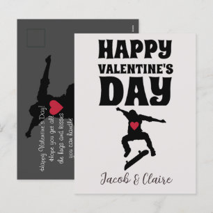 skateboard, Happy valentines day personalize name  Holiday Postcard