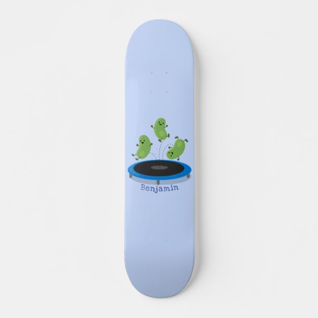 Skateboard Haricots verts mignons sur dessin animé trampoline (Devant)