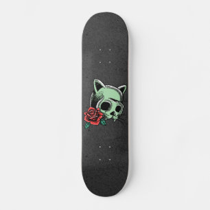 Skateboard Hauné Chat Floral Crâne moderne Cool gothique Noir