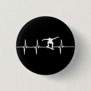 Skateboard Heartbeat 1 Inch Round Button
