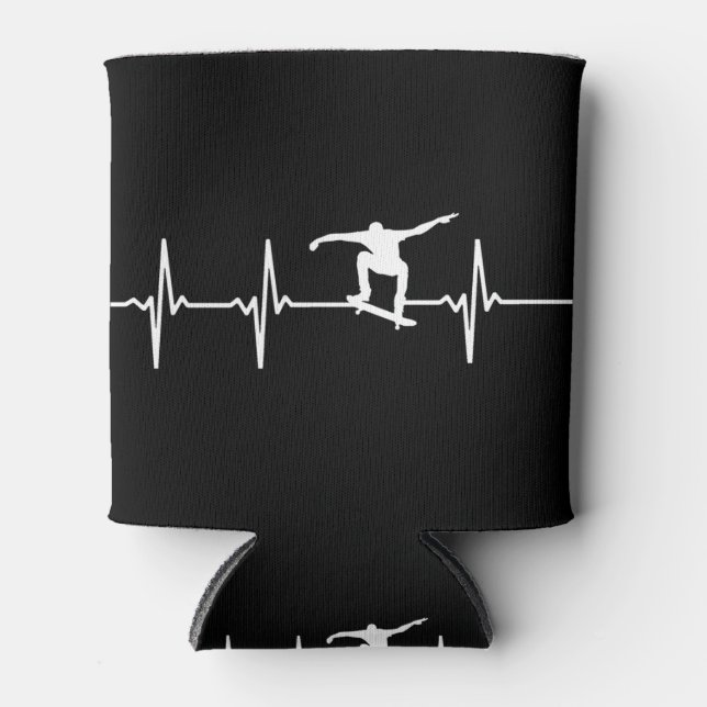 Skateboard Heartbeat   Can Cooler (Front)