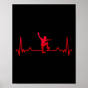 Skateboard Heartbeat Skater Kids Gifts Poster
