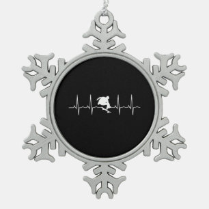 Skateboard Heartbeat Snowflake Pewter Christmas Ornament