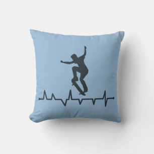 Skateboard Heartbeat Throw Pillow