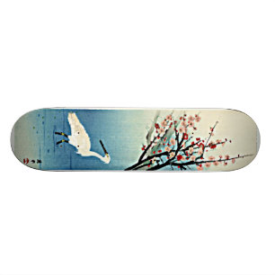Skateboard Héron japonais d'Okyo d'impression de bois de