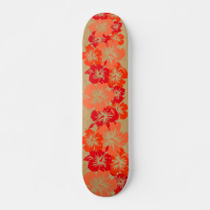 Skateboard Hibiscus épopé Hawaii Floral Aloha Faux Wood