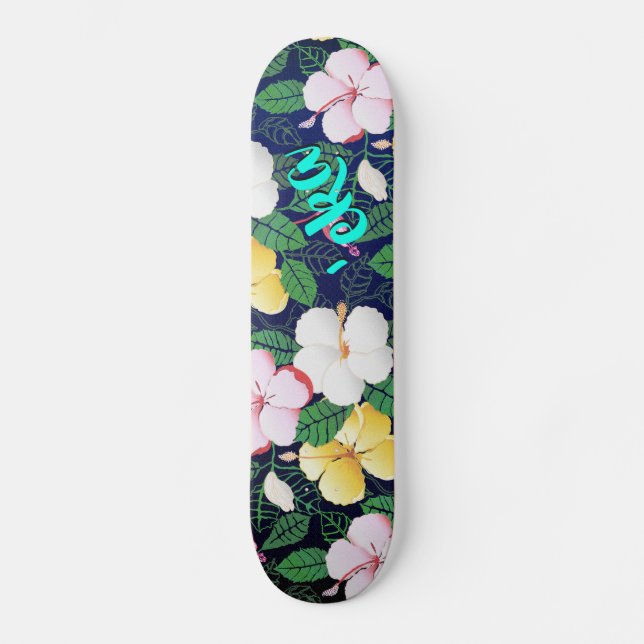 Skateboard Hibiscus Hawaiian Tropical Floral | eka skate (Recto)