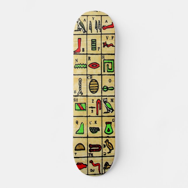 Skateboard Hiéroglyphes égyptiens, symboles alphabétiques (Recto)