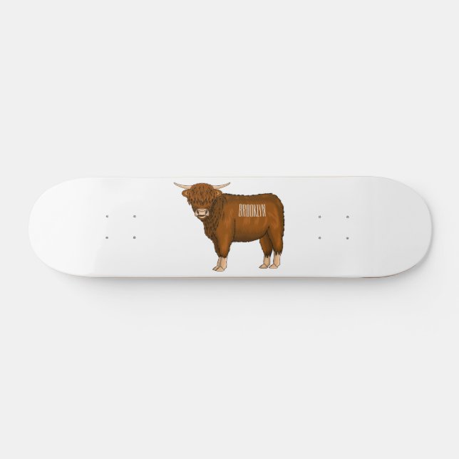 Skateboard Highland cow (Horz)