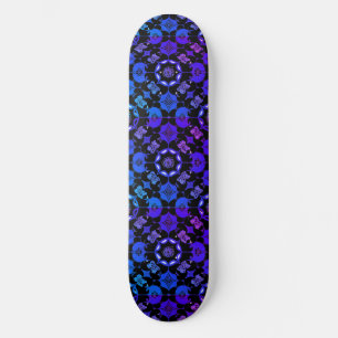 Skateboard Hippie Motif Rétro Géométrique Bleu pourpre Noir