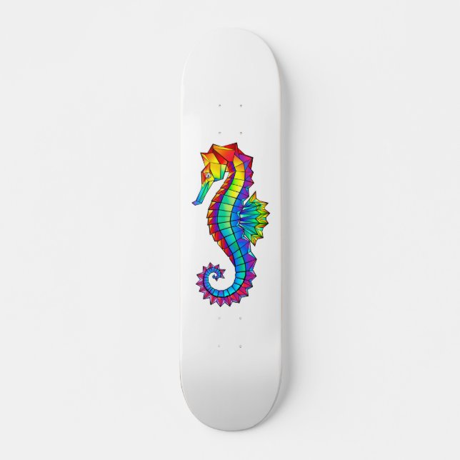 Skateboard Hippocampe polygonal arc-en-ciel (Devant)