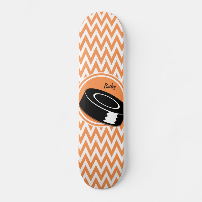 Skateboard Hockey ; Orange et White Chevron (Recto)
