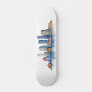 Skateboard Horizon de la ville de Boston à l'aquarelle Mode