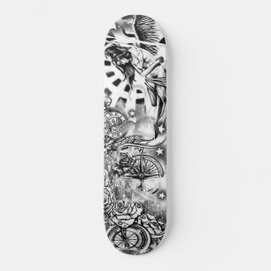 Skateboard Horloge Angel drapeau Rose Patinage Planche à roul