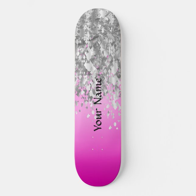 Skateboard Hot pink and faux glitter (Recto)