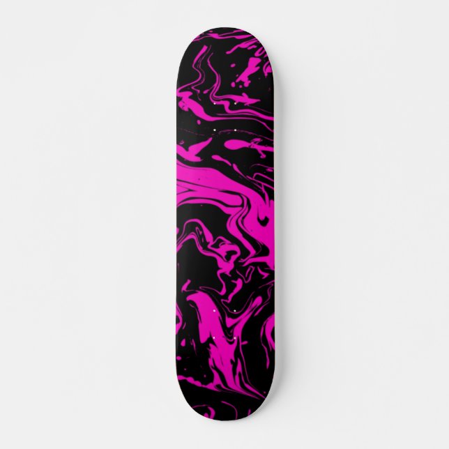 Skateboard Hot Pink black abstract swirls (Devant)