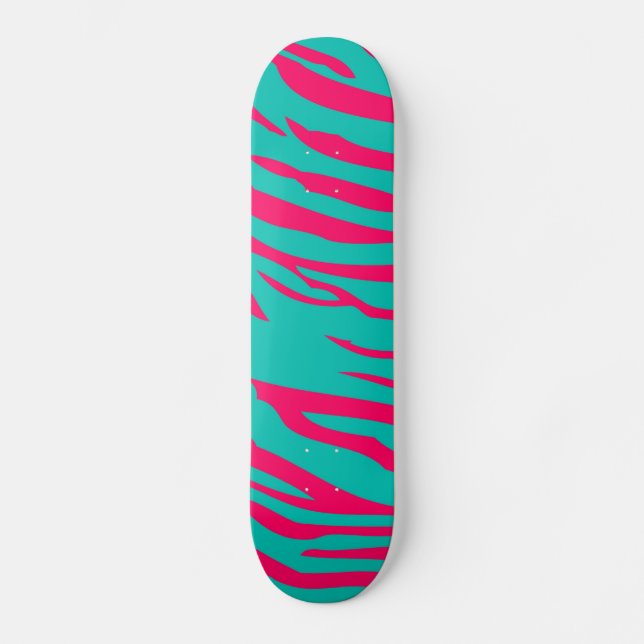 Skateboard Hot rose Turquoise Zebra Imprimer Animal Comp Skat (Recto)