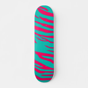 Skateboard Hot rose Turquoise Zebra Imprimer Animal Mini Skat