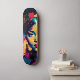 Skateboard Huile d'or chic Peinture à l'huile Impasto colorée