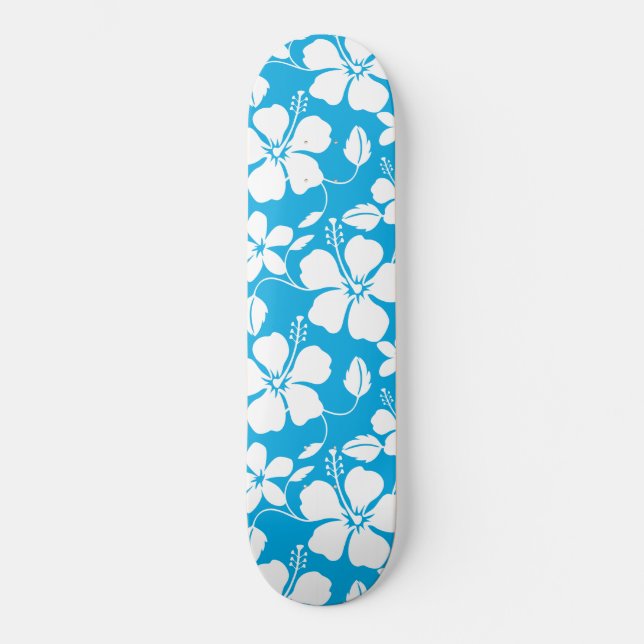 SKATEBOARD HULA HAÏIENNE (HIBISCUS) BLEU (Recto)