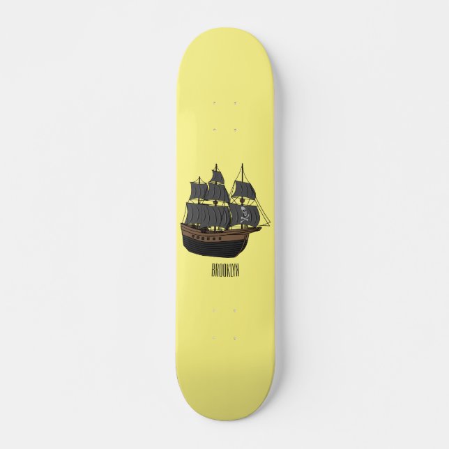 Skateboard Illustration de bateau pirate (Devant)