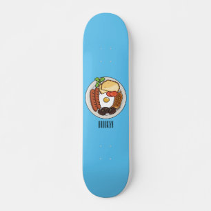 Skateboard illustration de dessin animé de petit déjeuner ang