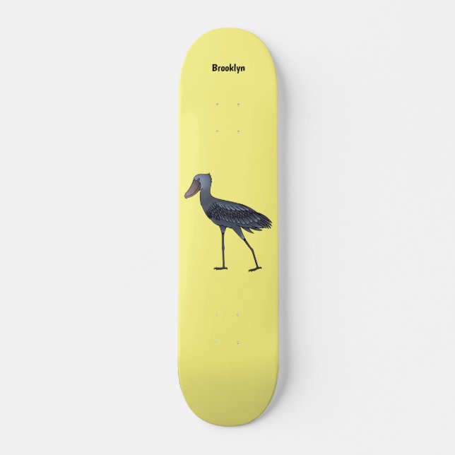 Skateboard illustration de dessin animé d'oiseau bec-en-chaus (Devant)