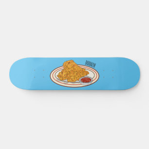 Skateboard Illustration de dessin animé sur le poulet frit