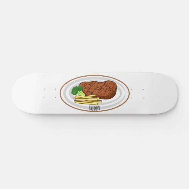 Skateboard Illustration de dessin de steak (Horz)