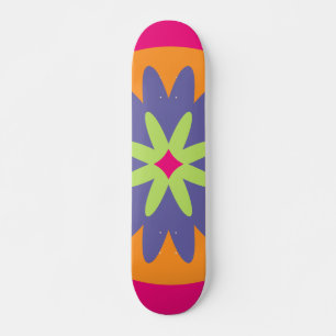 Skateboard illustration de formes florales orange et rose
