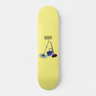 Skateboard Illustration de la bande dessinée Broom & mop