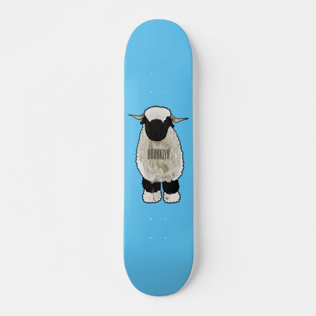 Skateboard Illustration de la caricature de mouton Valais Bla (Devant)