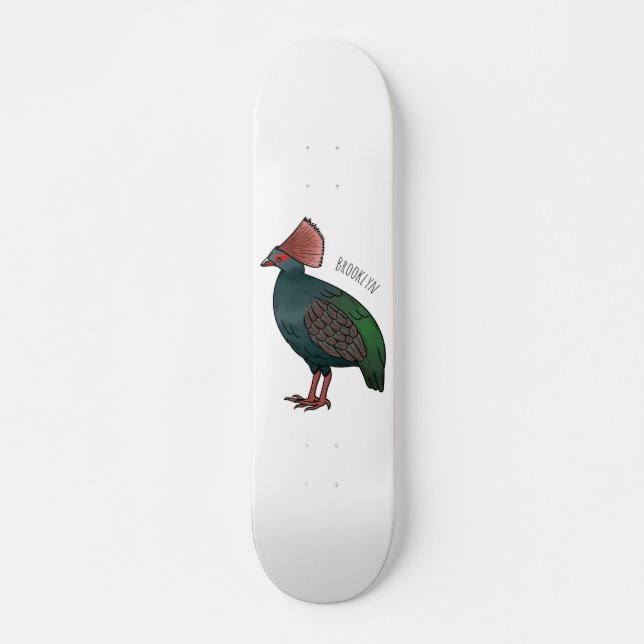 Skateboard Illustration de la caricature d'oiseau perdrix en  (Devant)