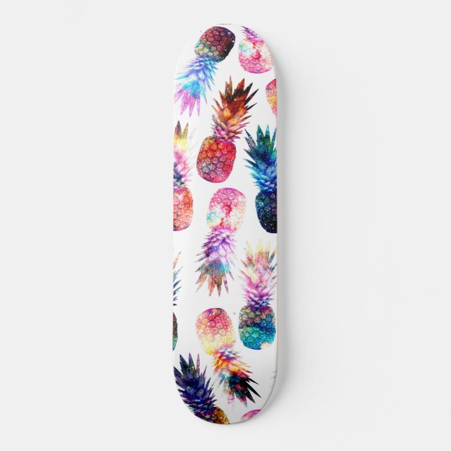 Skateboard illustration de l'aquarelle et de l'ananas nébuleu (Recto)